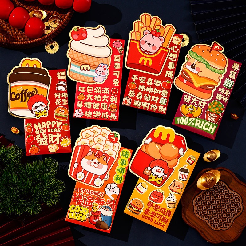 本原批發 發財紅包🧧一包六入 紅包袋 招財紅包 好運紅包 造型 燙金 紅包 創意紅包 過年紅包 發財紅包 CY115-規格圖7