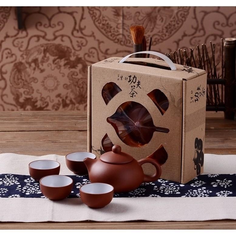宜興紫砂茶具套裝 1壺4杯👍陶瓷茶具 功夫茶具 茶具 杯具 泡茶壺 泡茶組 茶壺 茶杯 杯子 OLD351 陶瓷杯-細節圖4