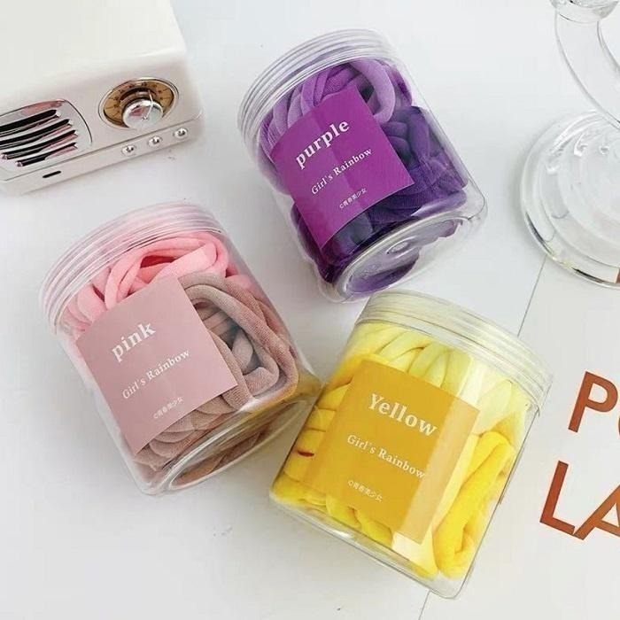 本原批發 漸變髮圈  50入🔥綁頭髮 韓系髮圈 髮飾 頭飾 橡皮筋 髮束 髮圈 女生 不咬髮圈 綁馬尾 綁頭髮 KZ1-細節圖3