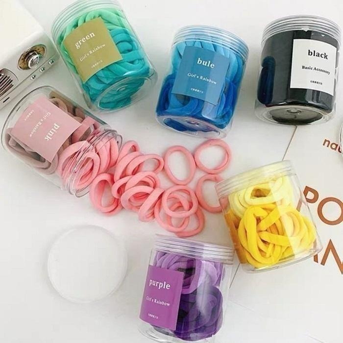 本原批發 漸變髮圈  50入🔥綁頭髮 韓系髮圈 髮飾 頭飾 橡皮筋 髮束 髮圈 女生 不咬髮圈 綁馬尾 綁頭髮 KZ1-細節圖4