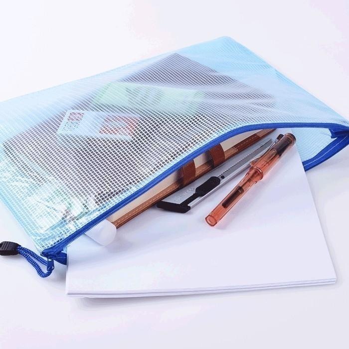 本原批發 網格文件袋🔥網格拉鍊袋🔥資料夾 拉鍊袋 網袋 筆袋 文件袋 防水 資料袋 收納 文具袋 透明 OLD90-細節圖4