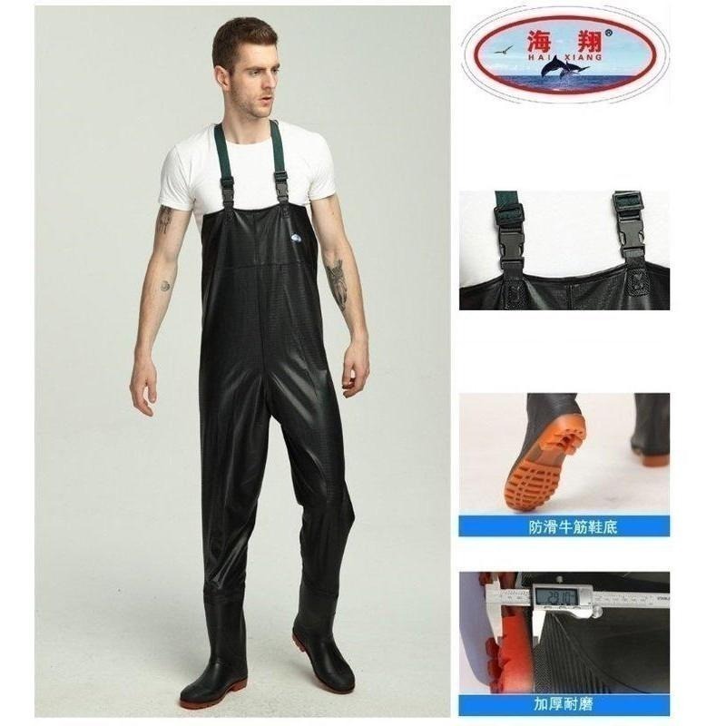 本原批發 下水褲💧鞋碼38-45可選 海翔牌 青蛙裝 釣魚褲 PVC 捕魚褲 半身雨褲 溪流褲 防水褲 KS187-細節圖3