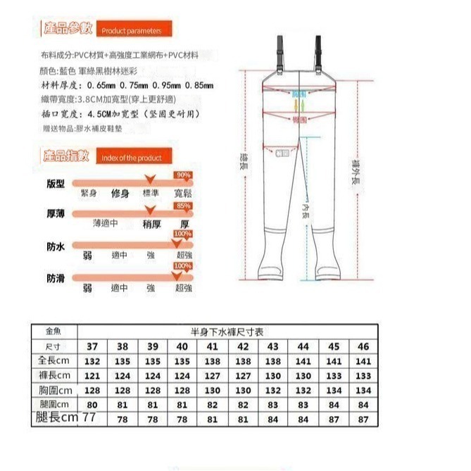 本原批發 下水褲💧鞋碼38-45可選 海翔牌 青蛙裝 釣魚褲 PVC 捕魚褲 半身雨褲 溪流褲 防水褲 KS187-細節圖4