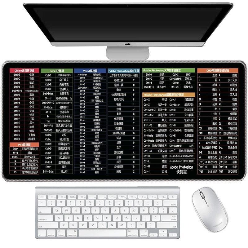 繁中軟體快捷鍵滑鼠桌墊👍超大滑鼠墊 大滑鼠墊 滑鼠墊 桌墊 書桌墊 辦公桌墊 電腦桌墊 滑鼠桌墊 快捷鍵滑鼠墊 電腦桌墊-細節圖2