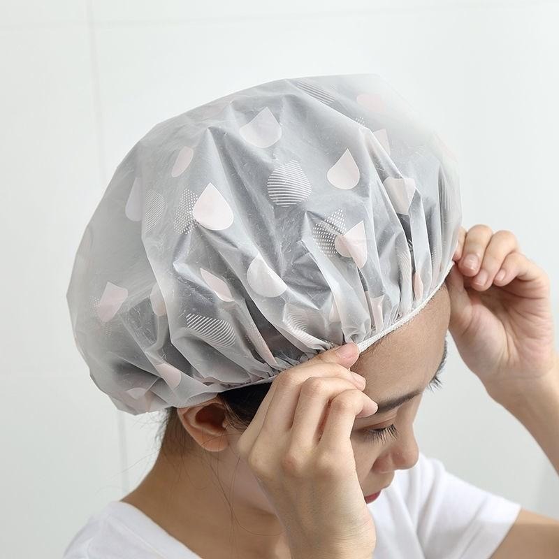 本原批發 PEVA材質 防水浴帽🎉洗澡 淋浴頭套 防油煙帽 淋浴帽 鬆緊帶 防水 洗澡帽 乾髮 防水 浴帽 SG426-細節圖3