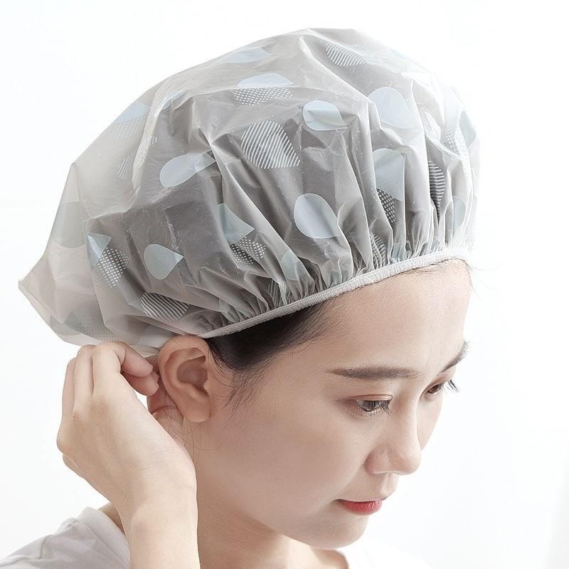 PEVA材質 防水浴帽🎉洗澡頭髮罩 淋浴頭套 防油煙帽 淋浴帽 浴帽 鬆緊帶 防潑水 洗澡帽 乾髮帽 防水帽 乾浴帽-細節圖5