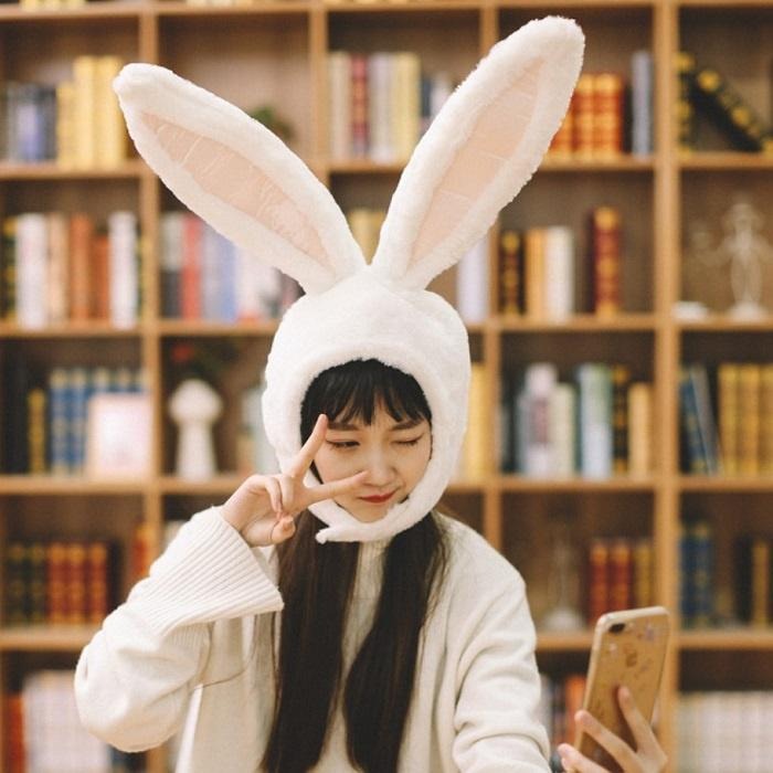 長耳朵兔子頭套 粉兔/白兔⚡可愛頭套 林小宅同款 兔子頭套 兔帽 LEO1 毛絨頭套 頭套 兔耳帽 長耳兔帽 毛絨頭套B-細節圖2