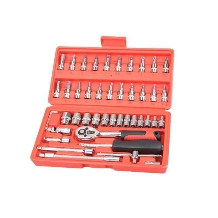 本原批發 汽修46件套🧰萬用工具箱 緊急工具 工具組 套筒工具箱 螺絲 套筒 六角板手 螺絲 六角套筒 SG443-細節圖2