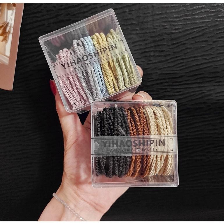 50根髮圈👍️彈力髮圈 黑色髮圈 橡皮筋髮圈 髮繩 韓國女生綁馬尾 馬卡龍髮圈 韓風髮圈 KG374 螺紋髮圈-細節圖2