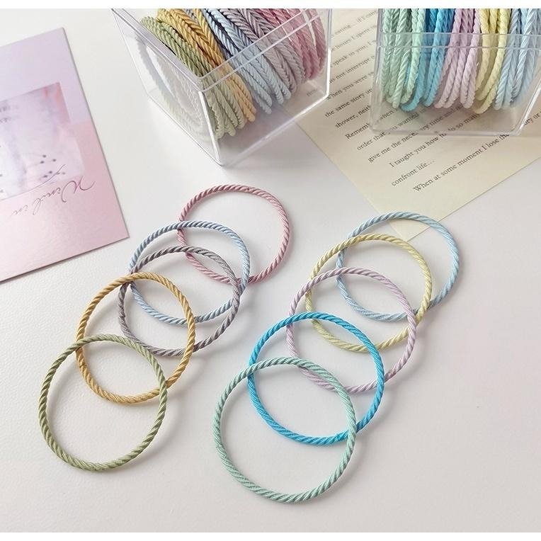 50根髮圈👍️彈力髮圈 黑色髮圈 橡皮筋髮圈 髮繩 韓國女生綁馬尾 馬卡龍髮圈 韓風髮圈 KG374 螺紋髮圈-細節圖3