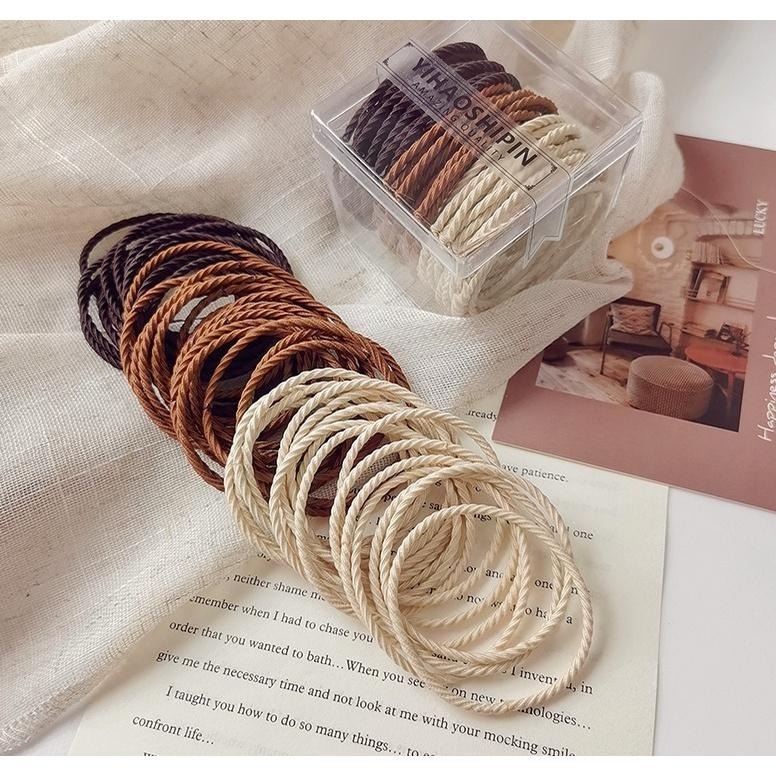 50根髮圈👍️彈力髮圈 黑色髮圈 橡皮筋髮圈 髮繩 韓國女生綁馬尾 馬卡龍髮圈 韓風髮圈 KG374 螺紋髮圈-細節圖4