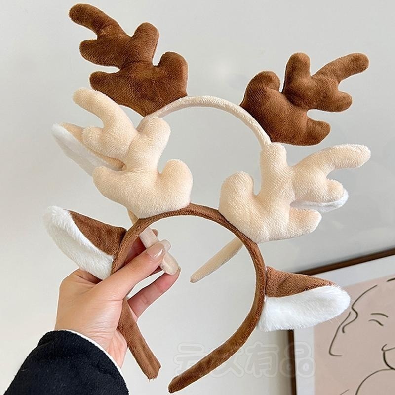 小鹿角髮箍🦒聖誕髮箍 麋鹿髮箍 聖誕麋鹿髮箍 毛絨髮箍 頭飾 鹿角髮箍 聖誕髮飾 動物髮飾 頭箍CY100絨鹿角髮箍-細節圖3