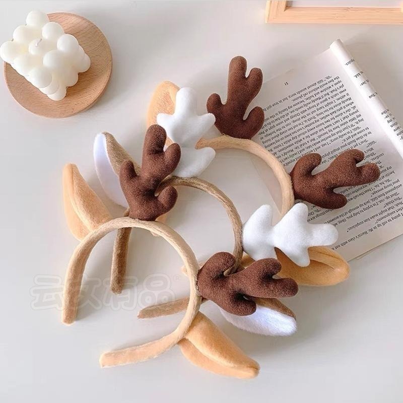 小鹿角髮箍🦒聖誕髮箍 麋鹿髮箍 聖誕麋鹿髮箍 毛絨髮箍 頭飾 鹿角髮箍 聖誕髮飾 動物髮飾 頭箍CY100絨鹿角髮箍-細節圖4