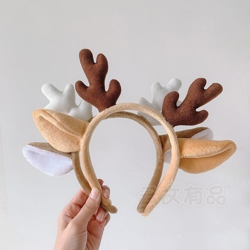 小鹿角髮箍🦒聖誕髮箍 麋鹿髮箍 聖誕麋鹿髮箍 毛絨髮箍 頭飾 鹿角髮箍 聖誕髮飾 動物髮飾 頭箍CY100絨鹿角髮箍-細節圖6