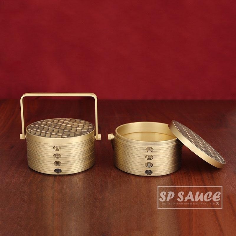 蒸蒸日上👍一桶金 黃銅蒸籠 聚寶盆 純銅蒸籠 招財籃 高檔乾果盒 糖果收納盒 KS99 蒸籠 招財蒸籠 零錢收納盒 銅缸-細節圖8