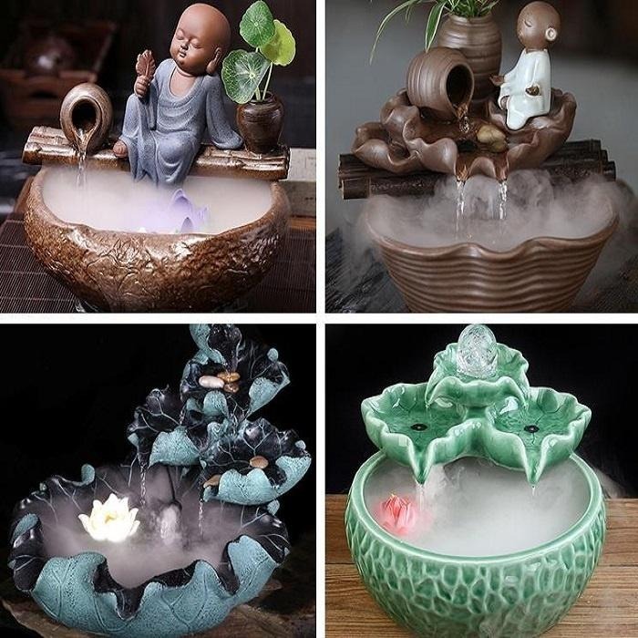 造霧機🐾鋅合金山水盆霧化器 造霧器 加溼器 流水盆 霧化器 流水盆 製霧器 假山流水噴泉 魚缸造景器 NF218 生態缸-細節圖5