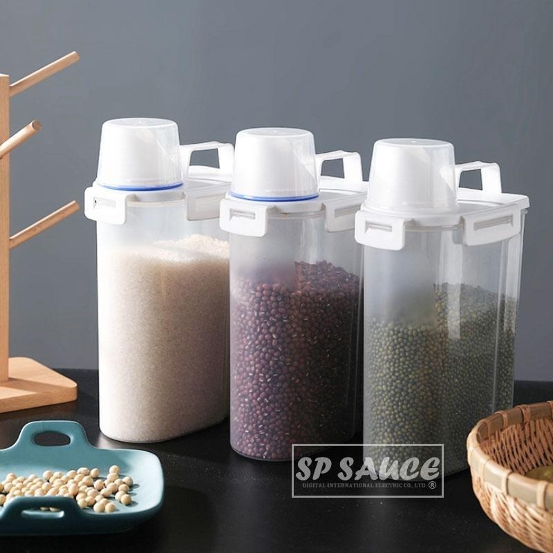 質感佳👍四扣 防潮防蟲儲存罐 2.5L👍儲米桶 米桶 密封罐 密封桶 糧桶 儲米桶 收納桶 量杯 OLD29儲糧罐-細節圖2