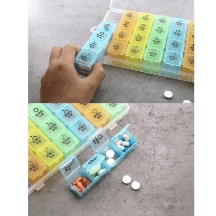 本原批發 一周藥盒28格🔥 一周 小藥盒 28格 膠囊盒 藥盒 旅行藥盒 便攜藥盒 保健盒 服藥盒 分藥盒 SG147-細節圖4