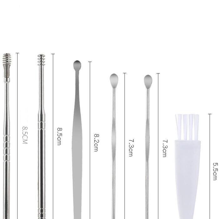 挖耳勺六件套 🐾 掏耳棒組 掏耳棒 挖耳勺 挖耳器 採耳工具 挖耳朵 螺旋耳勺 彈簧耳勺 皮革挖耳棒六件套-細節圖4