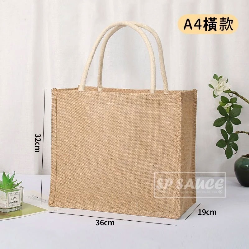 本原批發 麻布手提袋🪐購物袋 便當袋 手提袋 棉麻購物袋 環保袋 肩背袋 麻布 亞麻袋 黃麻袋 袋 手提包 CY136-細節圖9