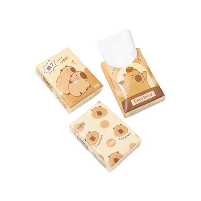本卡批發 皮巴拉手帕紙👍可愛印花手帕紙 卡皮巴拉小包衛生紙 卡皮巴拉手帕紙 原生紙漿 學生迷你隨身紙巾 CY323-規格圖5