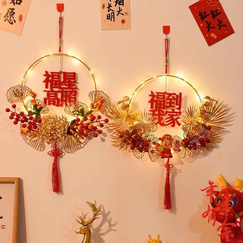 本原批發 新年裝飾🧧過年裝飾🧧春節 過年花環 發光掛環 新年佈置 大門裝飾 春節裝飾 春節佈置 裝飾 CY384-規格圖8