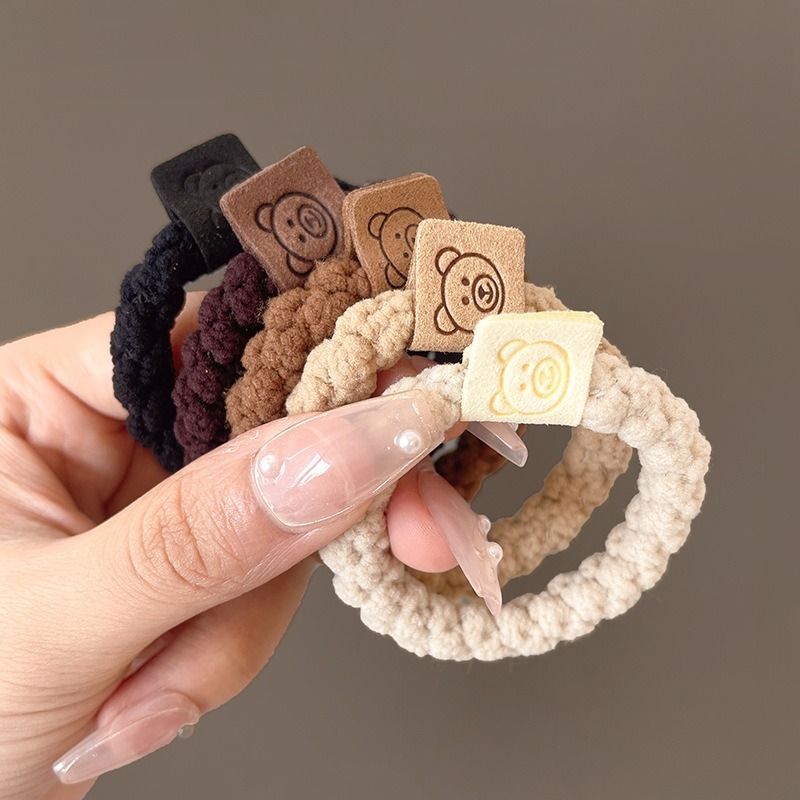 本原批發 韓版編織髮圈🐻韓版髮圈 髮圈 不卡髮 髮束 高彈力 加粗耐用不纏髪 髮飾 綁頭髮 高彈力髮圈 頭繩KS191-細節圖4