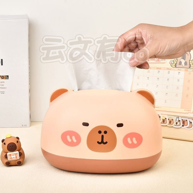 本原批發 卡皮巴拉紙巾盒👍capybara 紙盒 面紙  ins面紙盒 紙 衛生紙 卡皮巴拉  盒裝衛生紙 CY456-細節圖3
