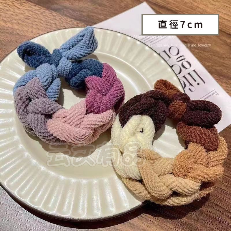 本原批發 編織蝴蝶結髮圈👍蝴蝶結 髮圈 髮繩 高彈力髮圈 丸子頭髮圈 加粗編織 髮飾 韓版  同款 趙露思CY495-細節圖5