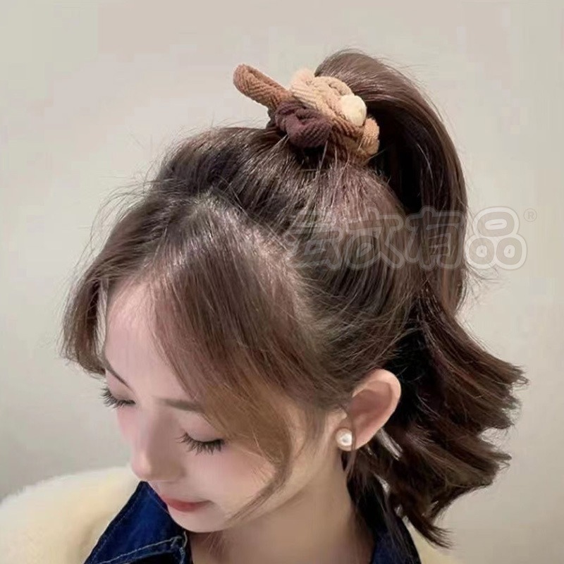 本原批發 編織蝴蝶結髮圈👍蝴蝶結 髮圈 髮繩 高彈力髮圈 丸子頭髮圈 加粗編織 髮飾 韓版  同款 趙露思CY495-細節圖6