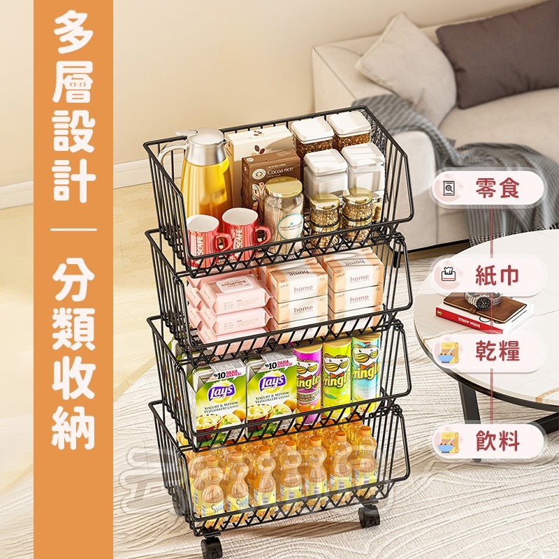 本原批發 廚房蔬菜置物架 🔥加長款41cm🔥多層蔬菜框 水果框 轉角收納櫃 儲物收納架 家用推車 CY164-細節圖6