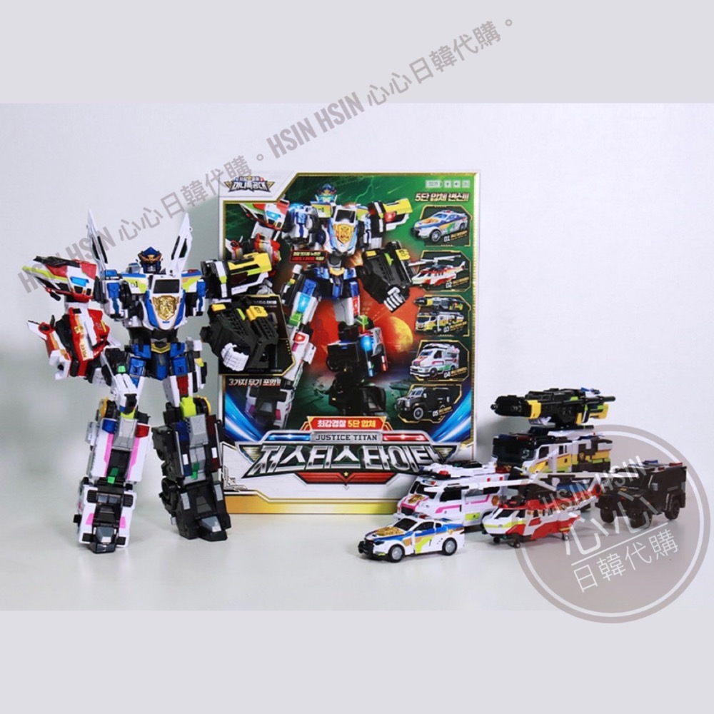 台北自取【Hsin】🇰🇷韓國代購 境內 迷你特攻隊 五合一 機器人 迷你特工隊 正義泰坦 玩具 直昇機 警察車 最強-細節圖3