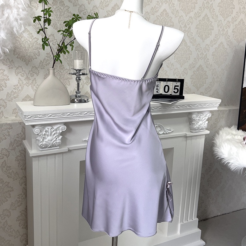 浪漫蕾絲緞面冰絲背心裙 性感睡衣-細節圖7