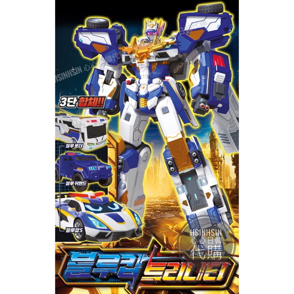🇰🇷韓國代購 境內版 metalcardbot S 炫卡鬥士第 二季野獸之力 炫藍雷霆王 警車三合一合體變形機器-細節圖3