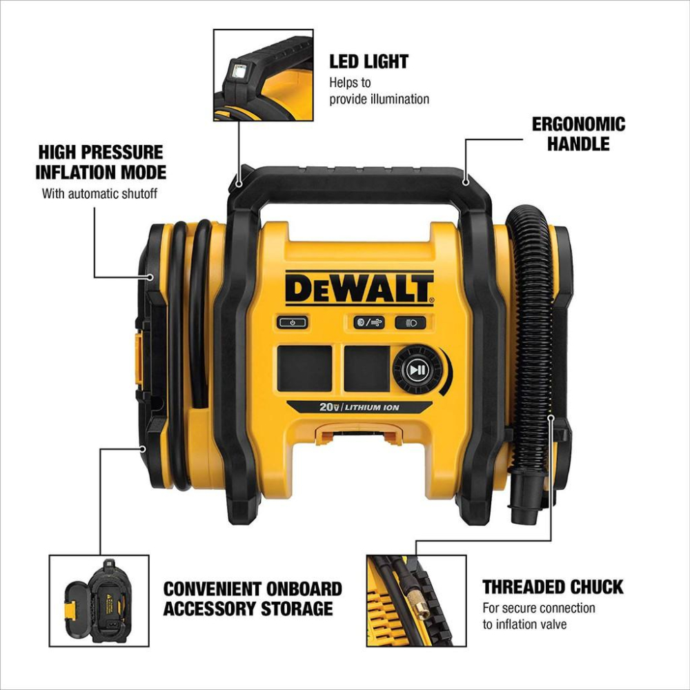美國得偉DEWALT DCC020IB 高壓無線 露營打氣 汽車打氣機 3-160psi-細節圖2