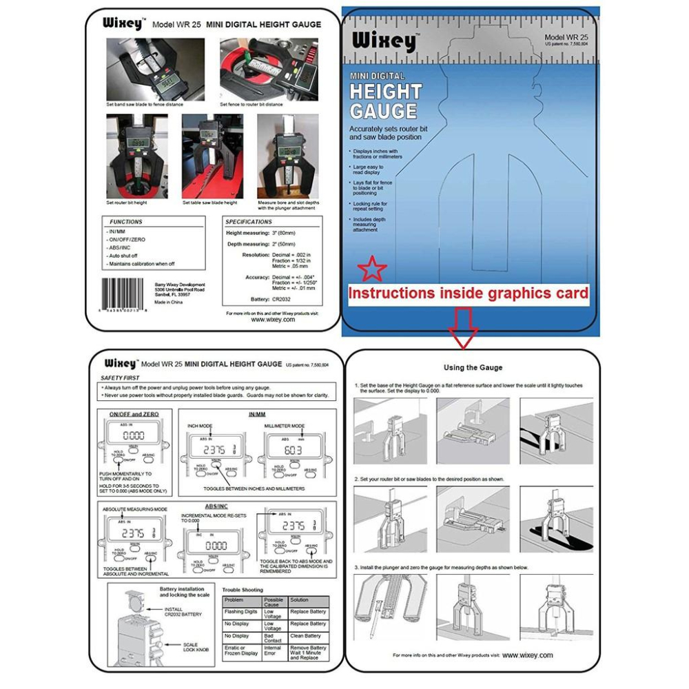 台灣公司貨 美國 Wixey WR25 電子式高度儀、數位高度檢測儀、長度儀、高度規 木工 路達機 桌鋸機-細節圖6