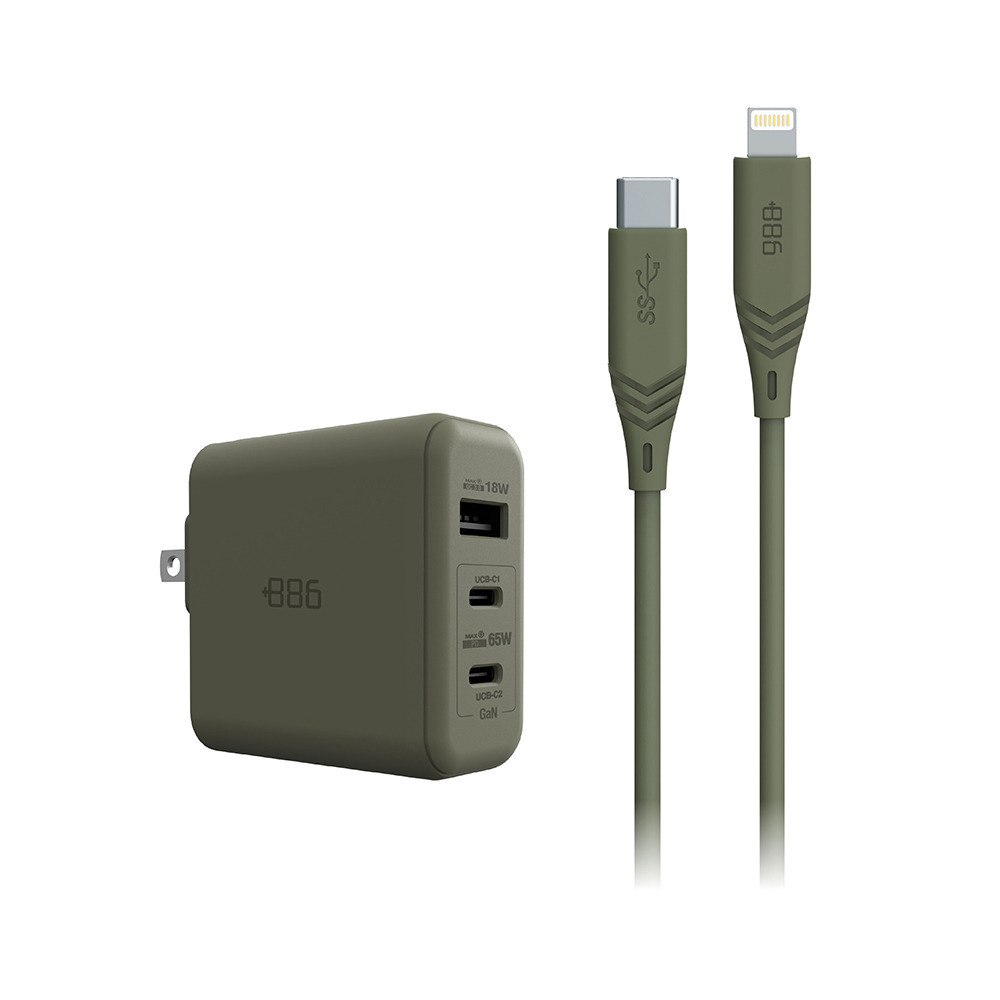 +886 [極Hai]GaN氮化鎵 65W PD 3孔快充充電器+USB-C to Type C 100W快充線-規格圖6