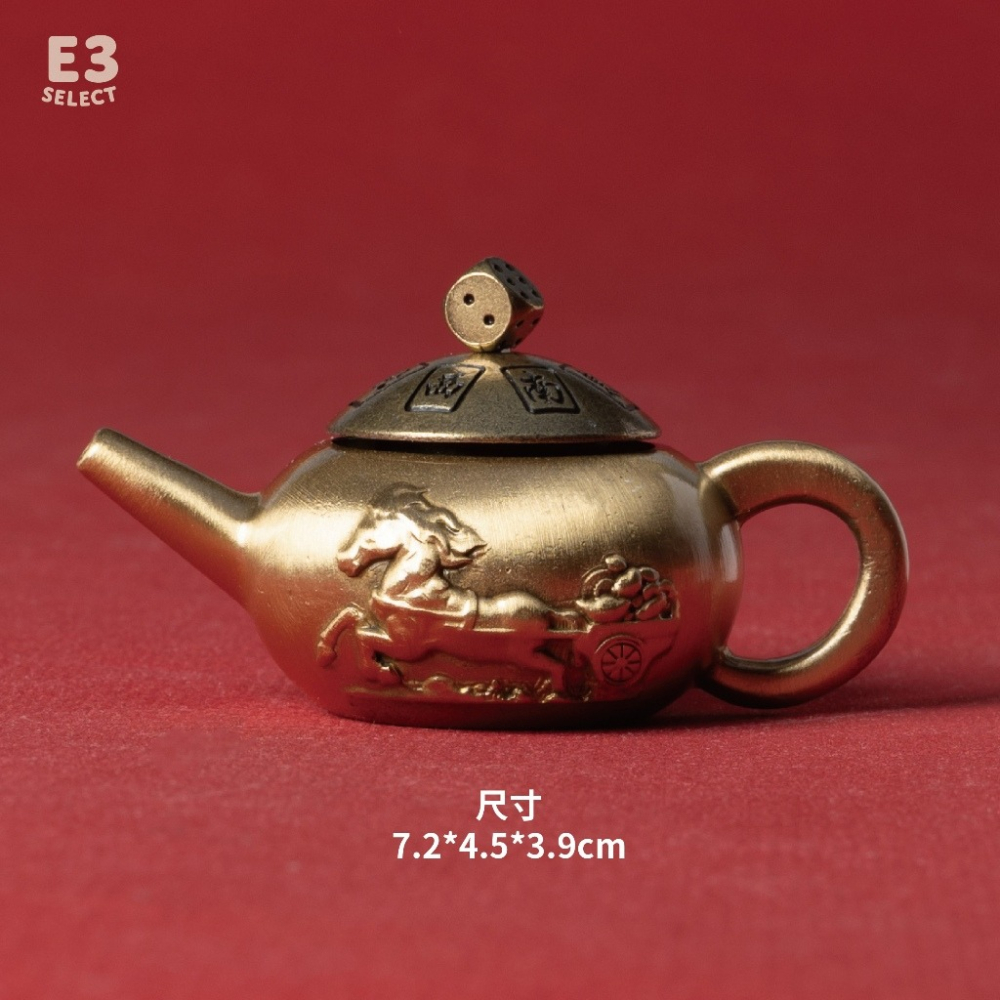 【E3選物店】麻將招財旋轉壺/黃銅壺手把件/自摸神器/旋轉壺蓋/胡牌神器/純銅/小茶壺/把把胡/招財小物/把把壺-細節圖3