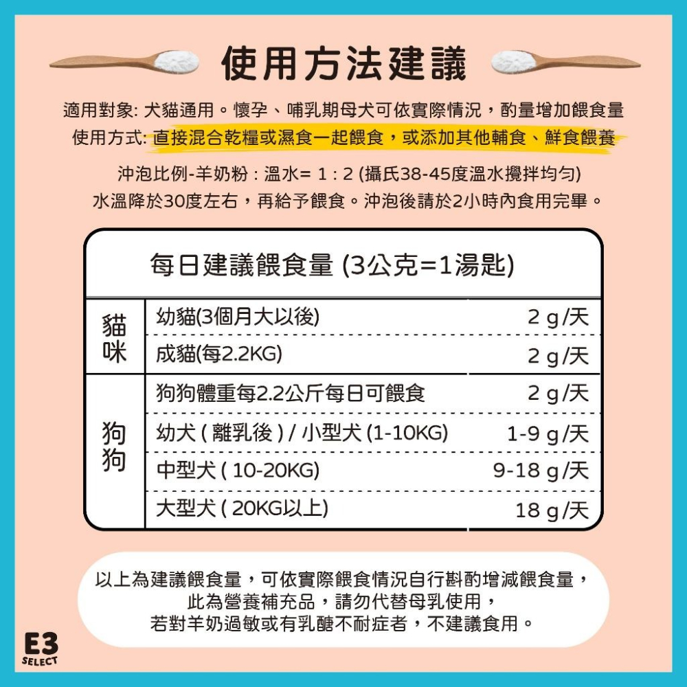 【E3選物店】犬貓通用-純山羊奶粉-高鈣低敏 好吸收消化營養補充品 天然優質奶源-細節圖9