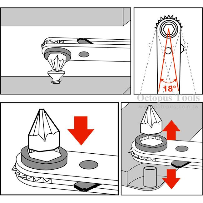 【附發票】章魚牌 Octopus 467.1222 9件式L型 超薄棘輪扳手組 棘輪板手組-細節圖3
