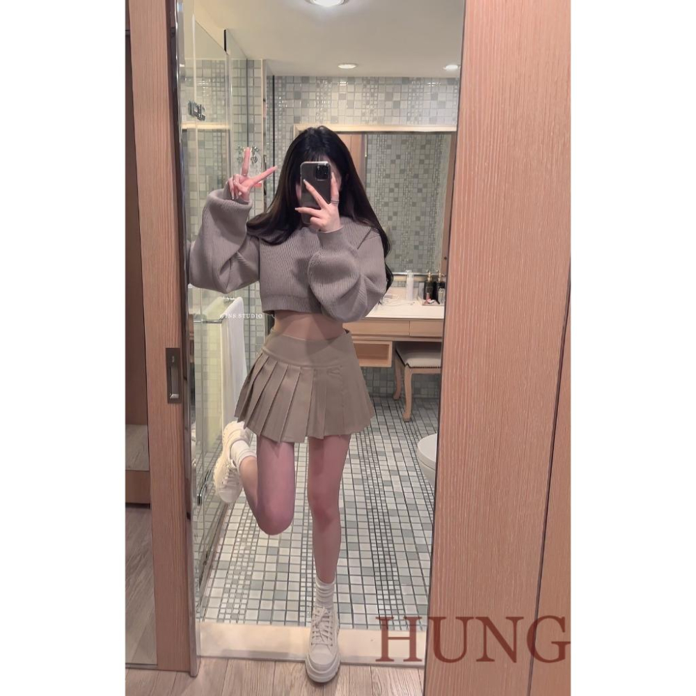 🅷🆄🅽🅶預+現韓系【獨家好版型】多色/韓范淨面厚磅超柔短款廓形針織毛衣-細節圖3