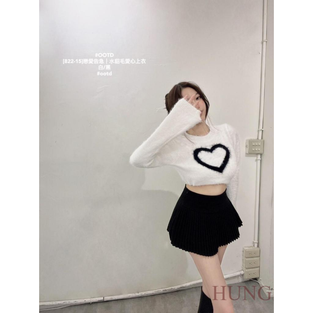 🅷🆄🅽🅶韓系熱門戀愛告急｜水貂毛愛心上衣-細節圖2