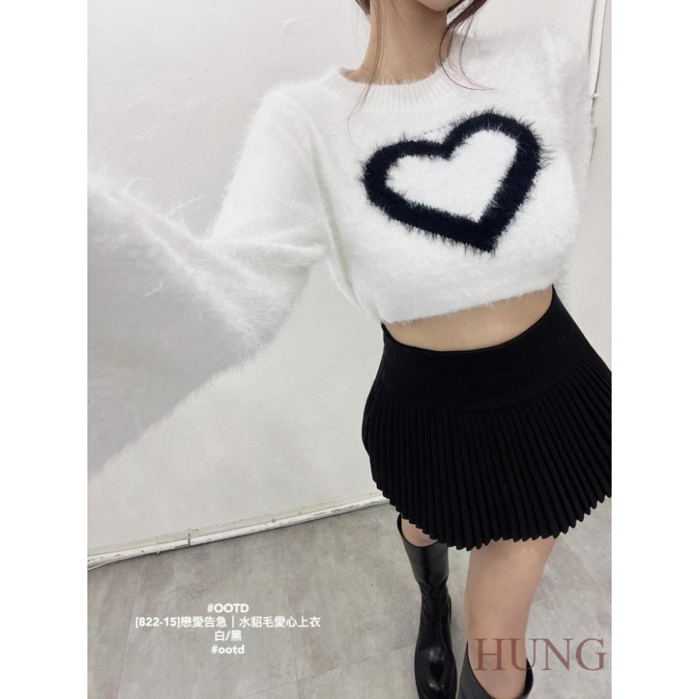 🅷🆄🅽🅶韓系熱門戀愛告急｜水貂毛愛心上衣-細節圖3