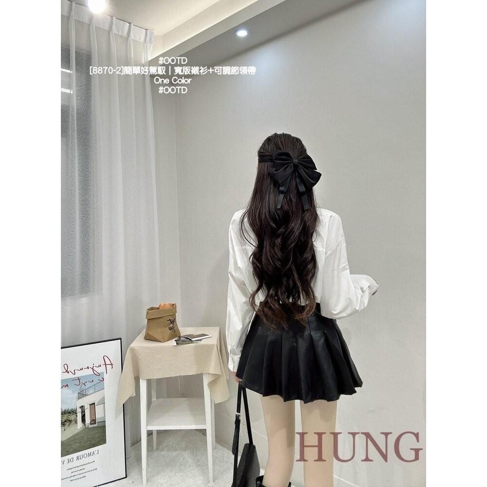 🅷🆄🅽🅶韓系熱門簡單好駕馭｜寬版襯衫+可調節領帶-細節圖7