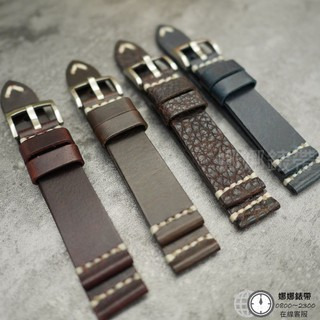 免運 娜娜錶帶18MM 20MM 22MM 23MM 24MM手工製作義大利牛皮油蠟皮 復古味真皮錶帶-細節圖2
