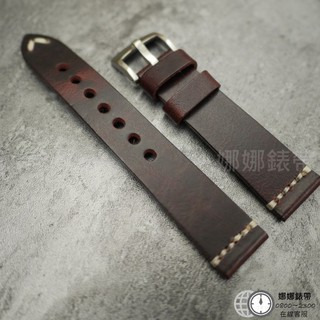 免運 娜娜錶帶18MM 20MM 22MM 23MM 24MM手工製作義大利牛皮油蠟皮 復古味真皮錶帶-細節圖4