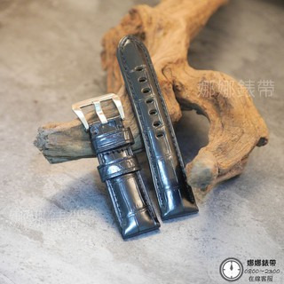 免運 娜娜錶帶頂級 大竹節 專櫃破萬 鱷魚皮錶帶 竹節紋 真皮錶帶 24mm 26mm 鱷魚皮 代用錶帶 黑色錶帶-細節圖2