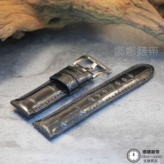 免運 娜娜錶帶頂級 大竹節 專櫃破萬 鱷魚皮錶帶 竹節紋 真皮錶帶 24mm 26mm 鱷魚皮 代用錶帶 黑色錶帶-細節圖5