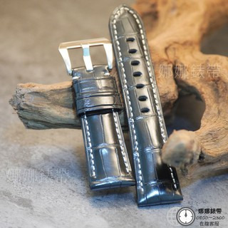 免運 娜娜錶帶頂級 大竹節 專櫃破萬 鱷魚皮錶帶 竹節紋 真皮錶帶 24mm 26mm 鱷魚皮 代用錶帶 黑色錶帶-細節圖8