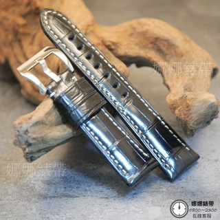 免運 娜娜錶帶頂級 大竹節 專櫃破萬 鱷魚皮錶帶 竹節紋 真皮錶帶 24mm 26mm 鱷魚皮 代用錶帶 黑色錶帶-細節圖9